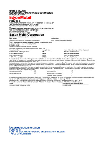 Thumbnail Exxon Mobil 10-Q Quarterly Report FY 