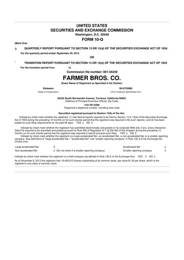 Thumbnail Farmer Brothers
 10-Q Quarterly Report FY2014 