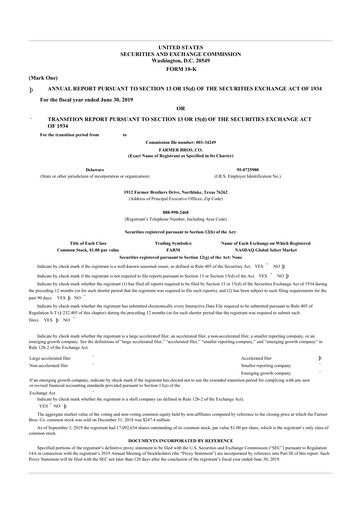 Thumbnail Farmer Brothers
 10-K Annual Report 2019