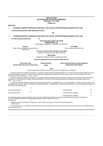 Thumbnail Farmer Brothers
 10-Q Quarterly Report FY2022 