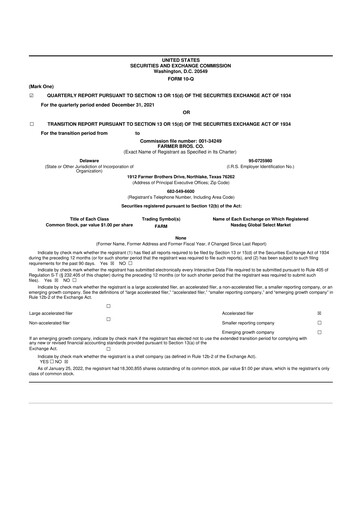Thumbnail Farmer Brothers
 10-Q Quarterly Report FY2022 