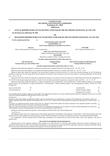 Thumbnail Farmer Brothers
 10-K Annual Report 2025