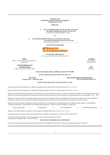 Thumbnail 1st Source
 10-K Annual Report 