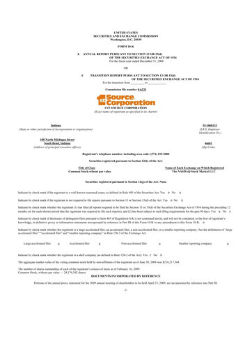 Thumbnail 1st Source
 10-K Annual Report 