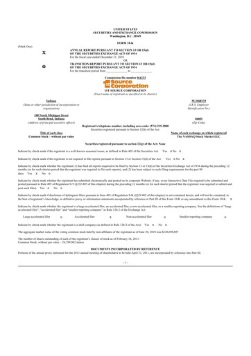 Thumbnail 1st Source
 10-K Annual Report 