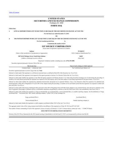 Thumbnail 1st Source
 10-K Annual Report 2014