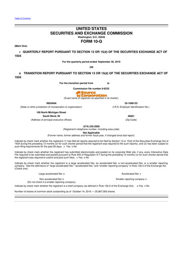 Thumbnail 1st Source
 10-Q Quarterly Report FY2016 