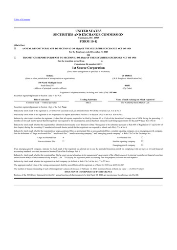 Thumbnail 1st Source
 10-K Annual Report 2020