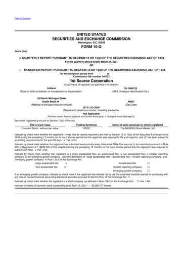 Thumbnail 1st Source
 10-Q Quarterly Report FY2021 