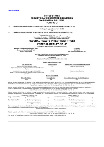 Thumbnail Federal Realty Investment Trust
 10-Q Quarterly Report FY2025 