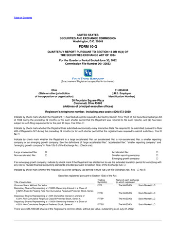 Thumbnail Fifth Third Bank
 10-Q Quarterly Report FY2022 