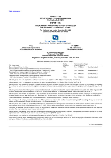 Thumbnail Fifth Third Bank
 10-K Annual Report 