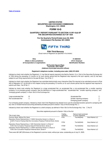 Thumbnail Fifth Third Bank
 10-Q Quarterly Report FY2025 