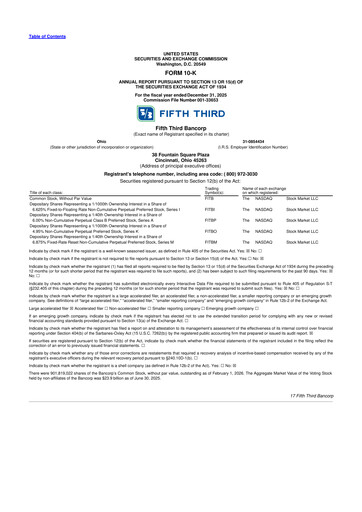Thumbnail Fifth Third Bank
 10-K Annual Report 