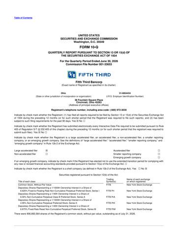 Thumbnail Fifth Third Bank
 10-Q Quarterly Report FY2026 