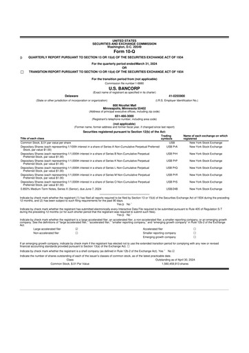 Miniature U.S. Bancorp 10-Q Rapport trimestriel 2024 