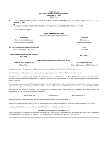 Thumbnail Trustmark 10-K Annual Report 