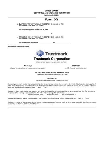 Thumbnail Trustmark 10-Q Quarterly Report FY 