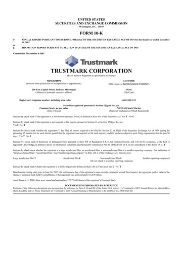 Thumbnail Trustmark 10-K Annual Report 