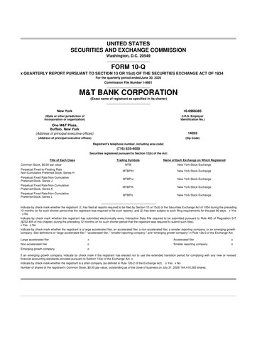 Miniature M&T Bank 10-Q Rapport trimestriel 2026 