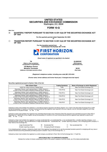 Miniature First Horizon Corporation 10-Q Rapport trimestriel 2023 