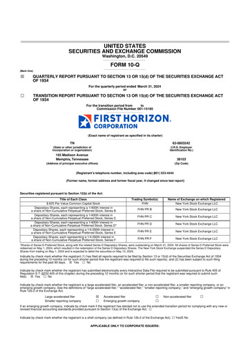Miniature First Horizon Corporation 10-Q Rapport trimestriel 2024 