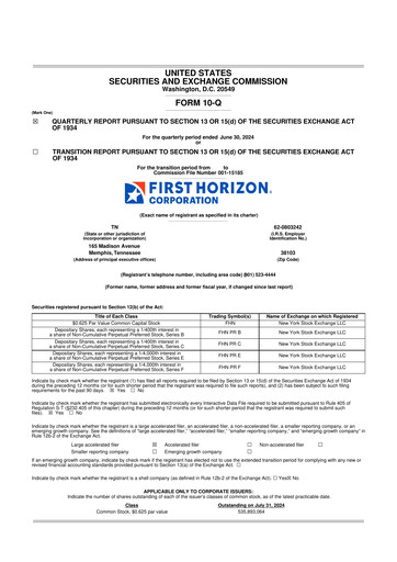 Miniature First Horizon Corporation 10-Q Rapport trimestriel 2024 