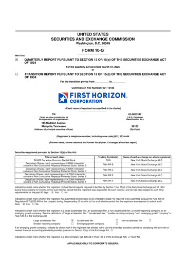 Miniature First Horizon Corporation 10-Q Rapport trimestriel 2025 