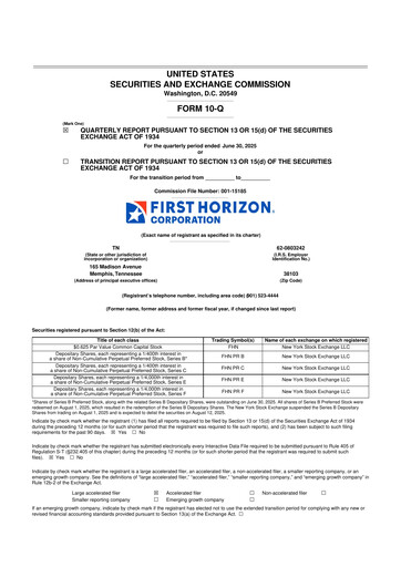 Miniature First Horizon Corporation 10-Q Rapport trimestriel 2025 