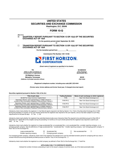 Miniature First Horizon Corporation 10-Q Rapport trimestriel 2025 