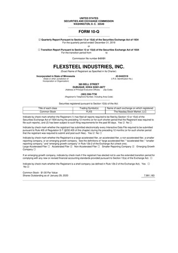 Vorschaubild Flexsteel Industries 10-Q Quartalsbericht 2020 
