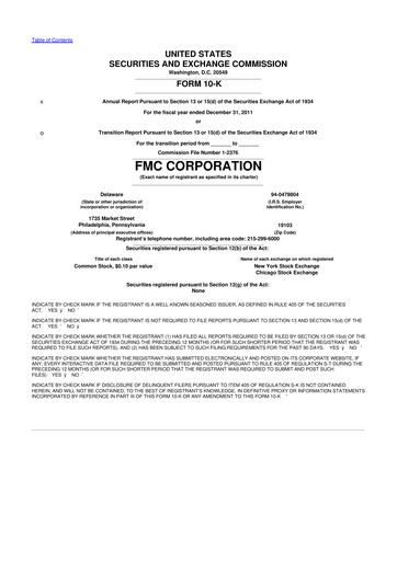 Thumbnail FMC Corporation 10-K Annual Report 2011