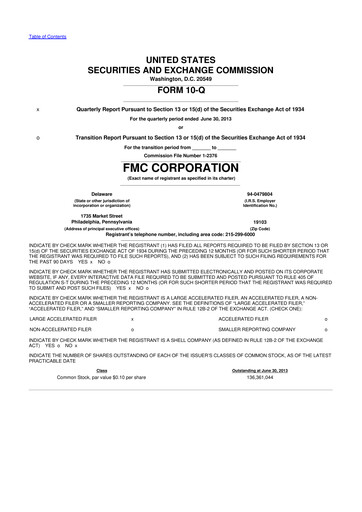 Thumbnail FMC Corporation 10-Q Quarterly Report FY2013 