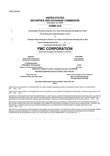 Thumbnail FMC Corporation 10-K Annual Report 2013