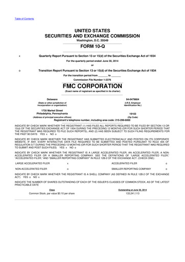 Thumbnail FMC Corporation 10-Q Quarterly Report FY2014 
