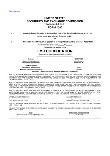 Thumbnail FMC Corporation 10-Q Quarterly Report FY2014 