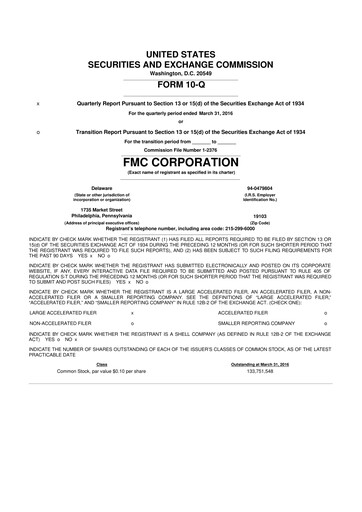 Thumbnail FMC Corporation 10-Q Quarterly Report FY2016 