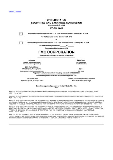 Thumbnail FMC Corporation 10-K Annual Report 2016