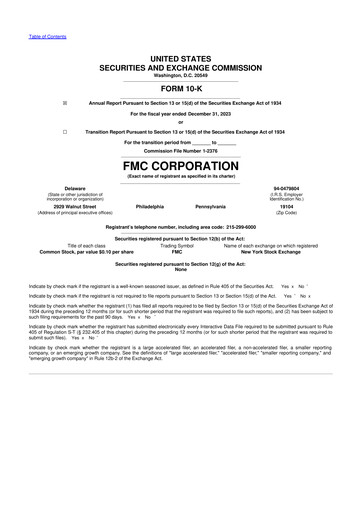 Thumbnail FMC Corporation 10-K Annual Report 2023