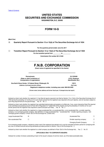 Thumbnail F.N.B. Corporation
 10-Q Quarterly Report FY2017 