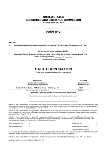 Thumbnail F.N.B. Corporation
 10-Q Quarterly Report FY2019 
