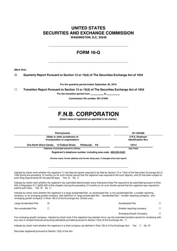 Thumbnail F.N.B. Corporation
 10-Q Quarterly Report FY2019 