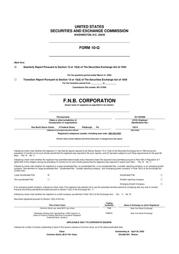 Thumbnail F.N.B. Corporation
 10-Q Quarterly Report FY2020 