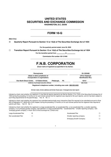 Thumbnail F.N.B. Corporation
 10-Q Quarterly Report FY2020 