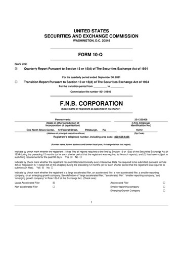 Thumbnail F.N.B. Corporation
 10-Q Quarterly Report FY2021 