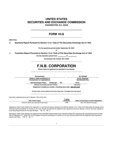 Thumbnail F.N.B. Corporation
 10-Q Quarterly Report FY2025 