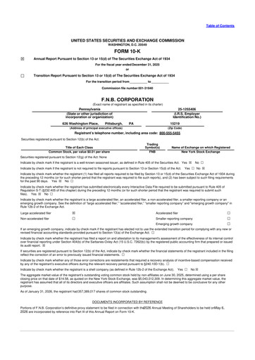 Thumbnail F.N.B. Corporation
 10-K Annual Report 2025