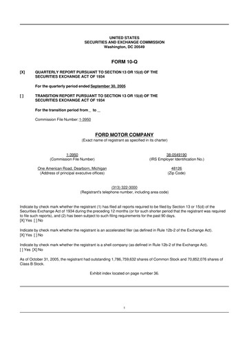 Thumbnail Ford 10-Q Quarterly Report FY 