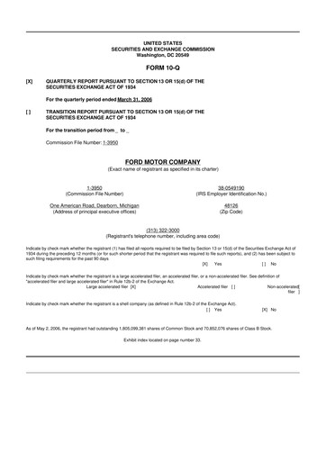 Thumbnail Ford 10-Q Quarterly Report FY 