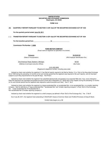 Thumbnail Ford 10-Q Quarterly Report FY 